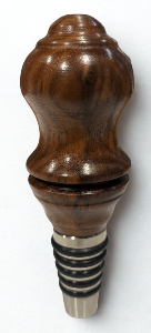 Wooden bottle stopper with a striped base on a white background