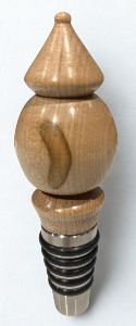 Wooden bottle stopper with a unique design on a white background