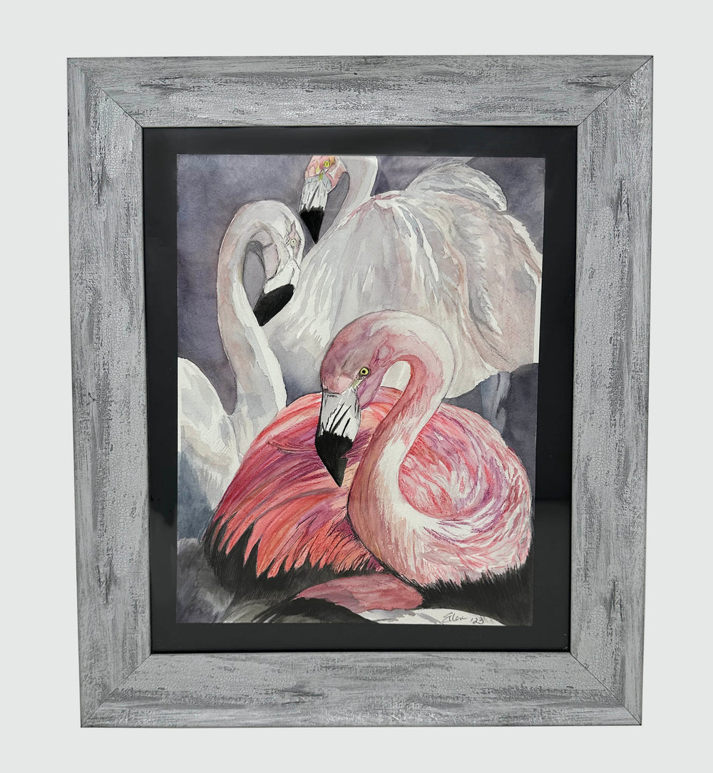 Framed Flamingo Watercolor